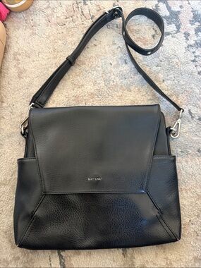 Matt & Nat Black Vegan Leather Flap Crossbody Bag